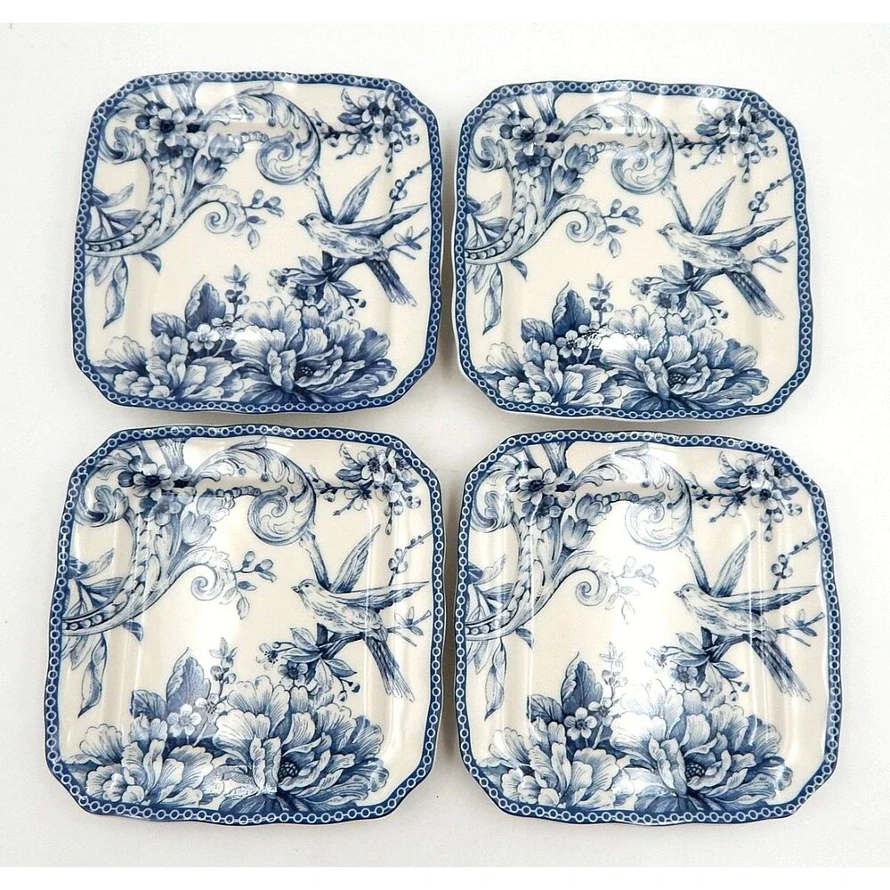 222 Fifth ADELAIDE Square Blue Dessert Butter Plate 6